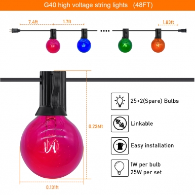 LED户外灯 - HCP098 G40多色高压灯串钨丝泡